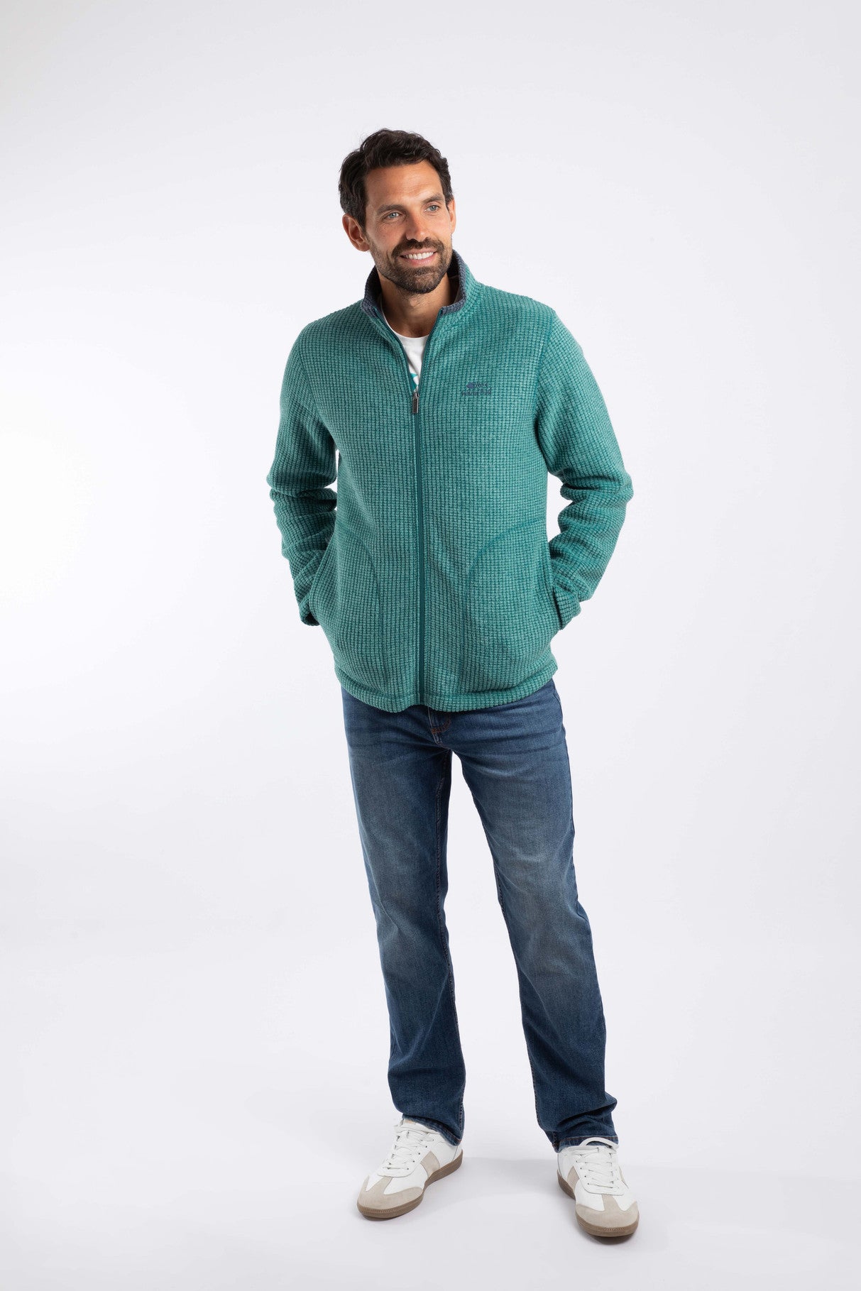 Weird Fish Shires Full Zip Grid Fleece Leaf Green