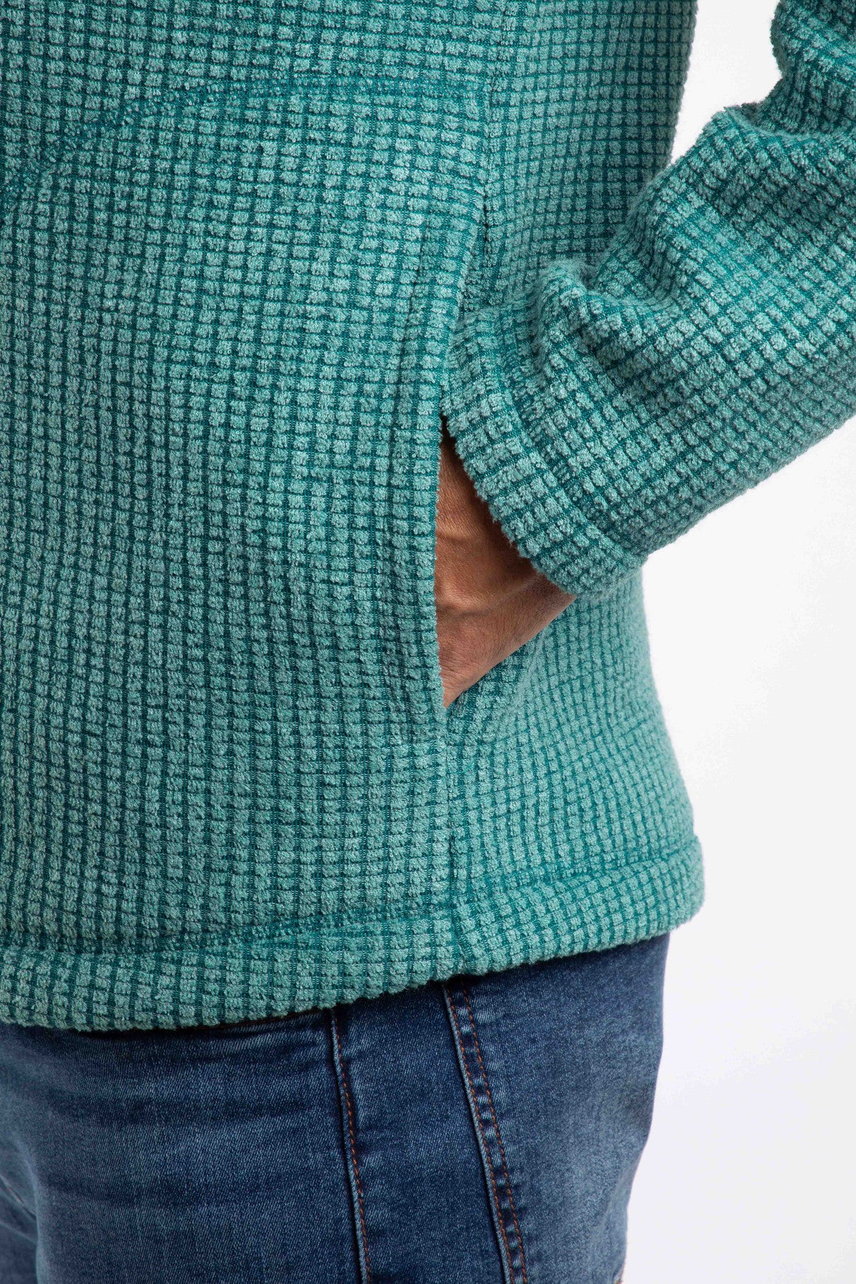 Weird Fish Shires Full Zip Grid Fleece Leaf Green