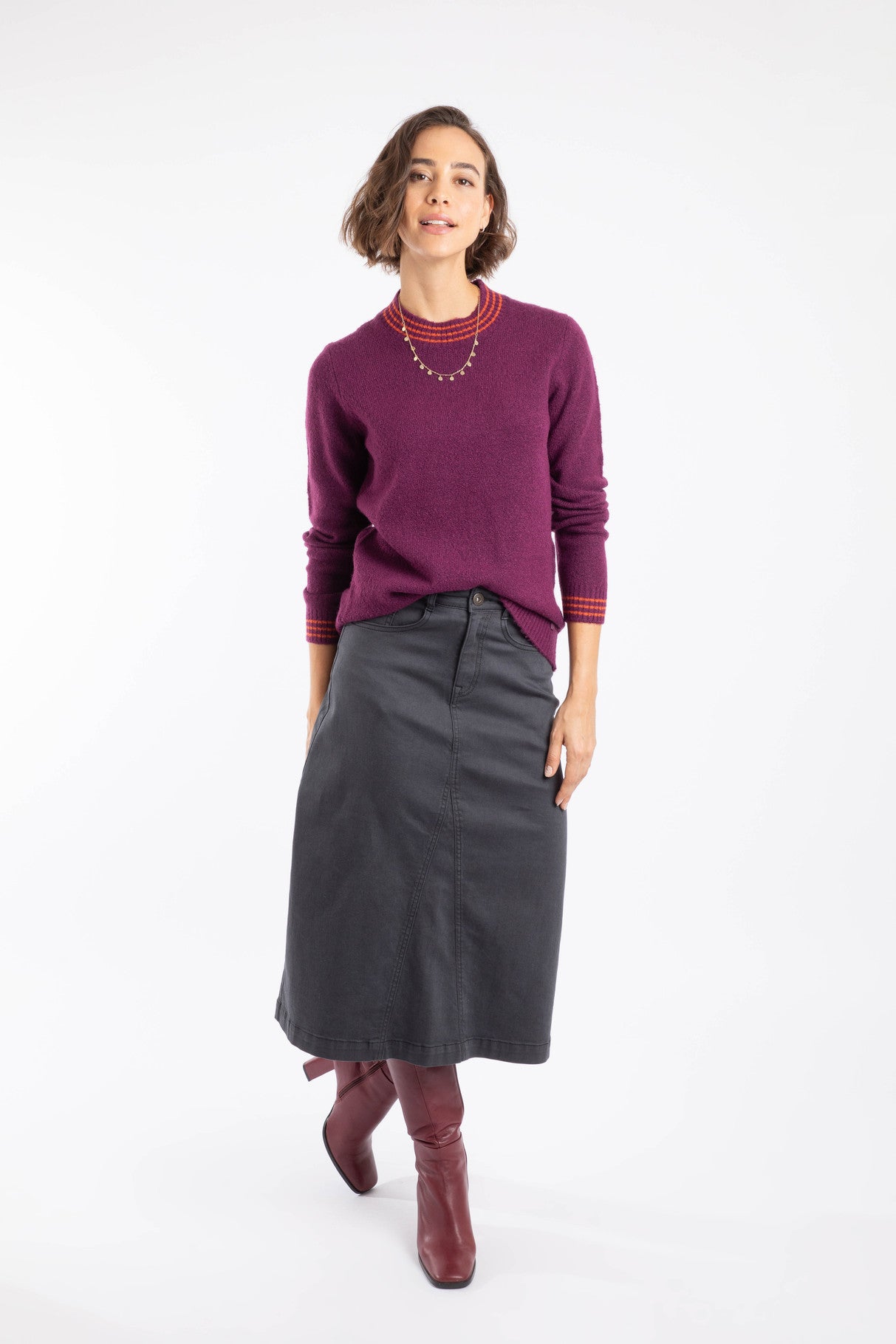 Weird Fish Dawkins Tipped Jumper Beet