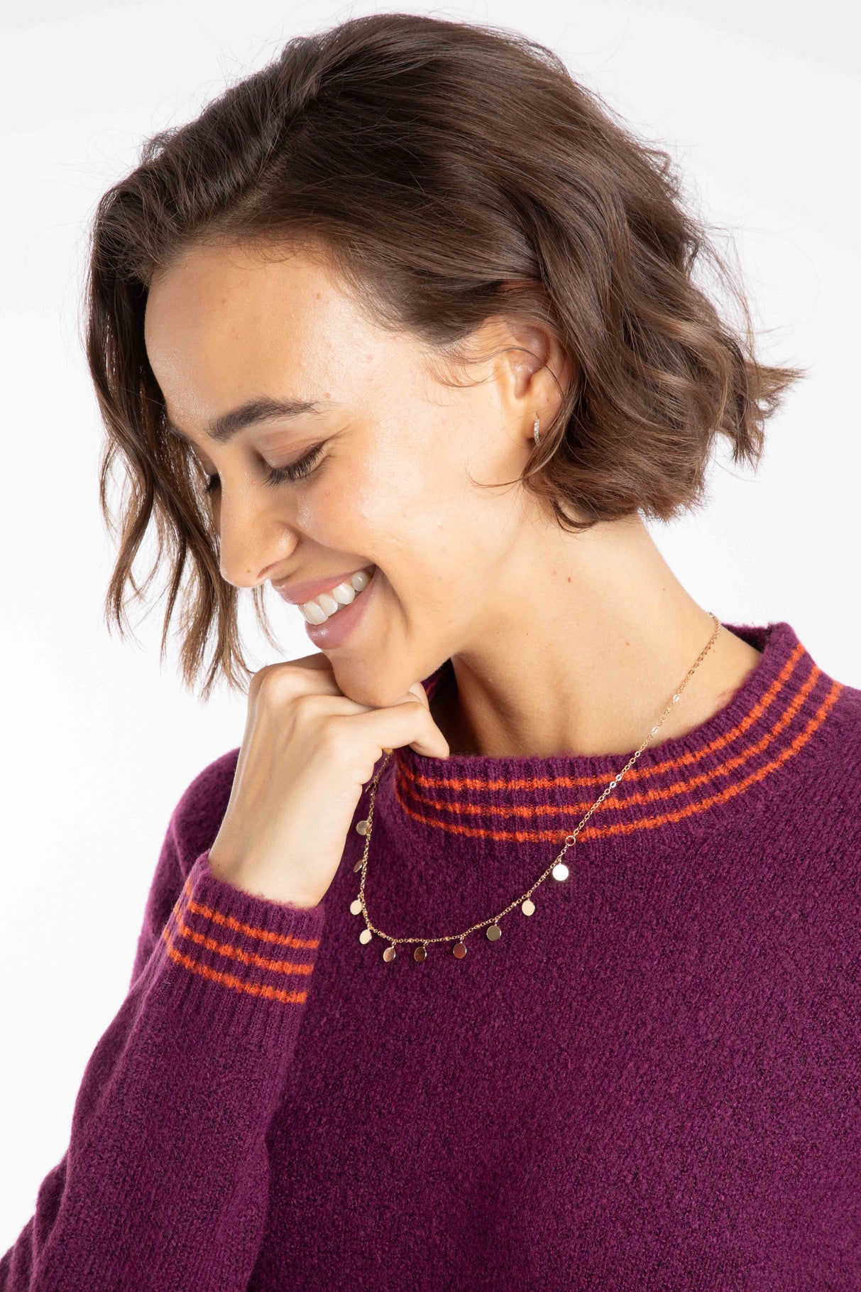 Weird Fish Dawkins Tipped Jumper Beet