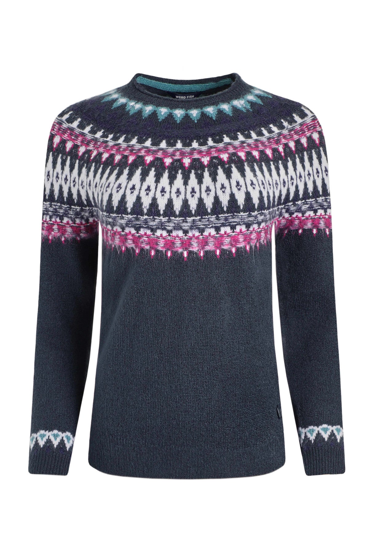 Weird Fish Lowell Fair Isle Jumper Navy