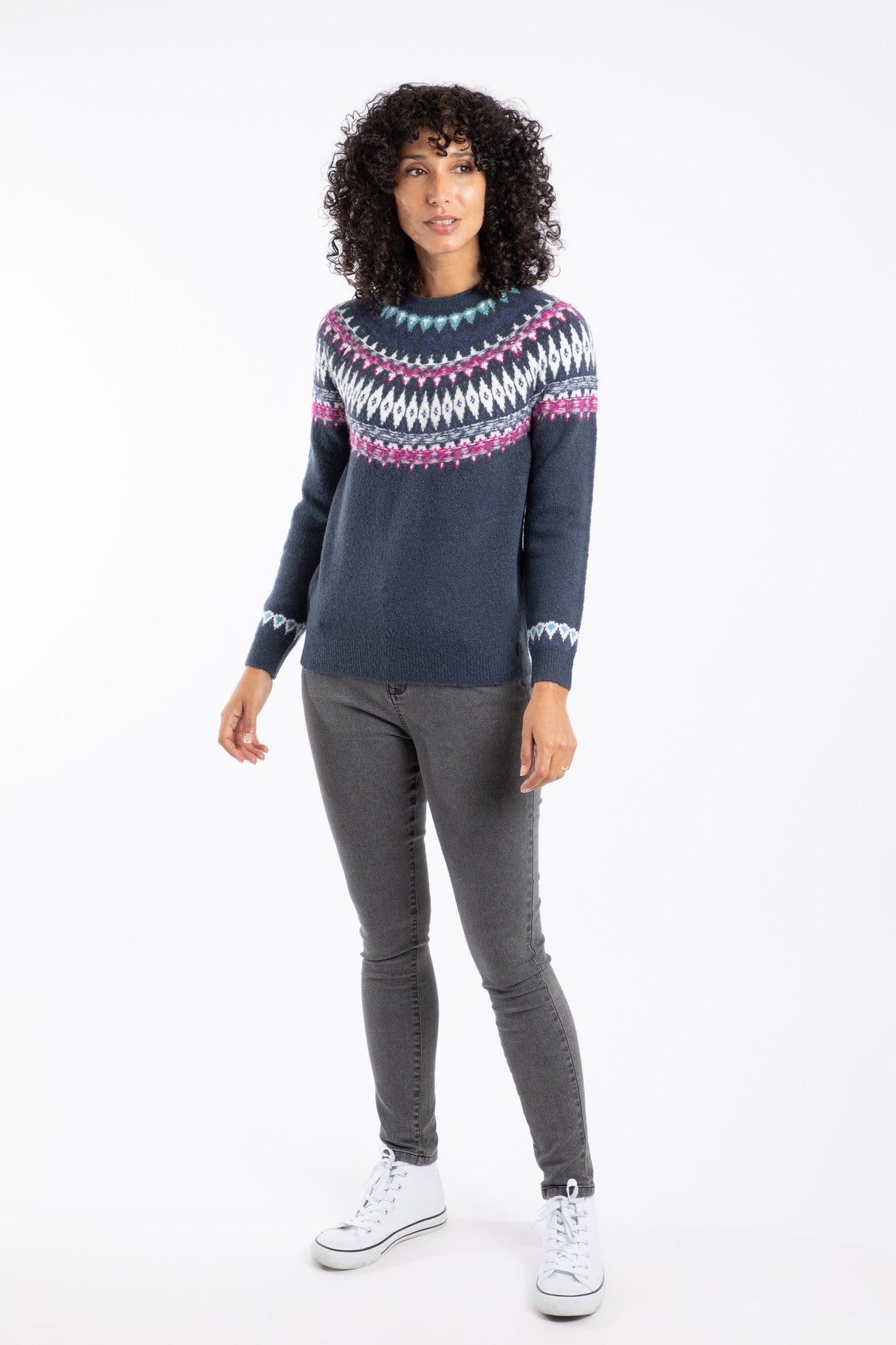 Weird Fish Lowell Fair Isle Jumper Navy
