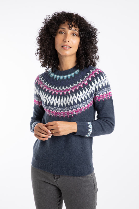 Weird Fish Lowell Fair Isle Jumper Navy