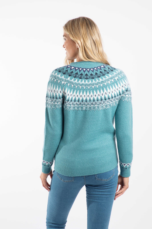 Weird Fish Lowell Fair Isle Jumper Smoked Blue
