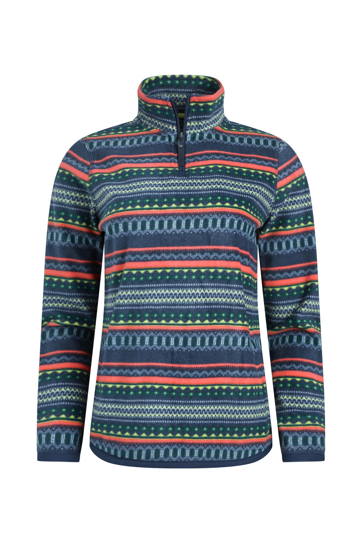 Weird Fish Reena 1/4 Zip Printed Microfleece Deep See Blue