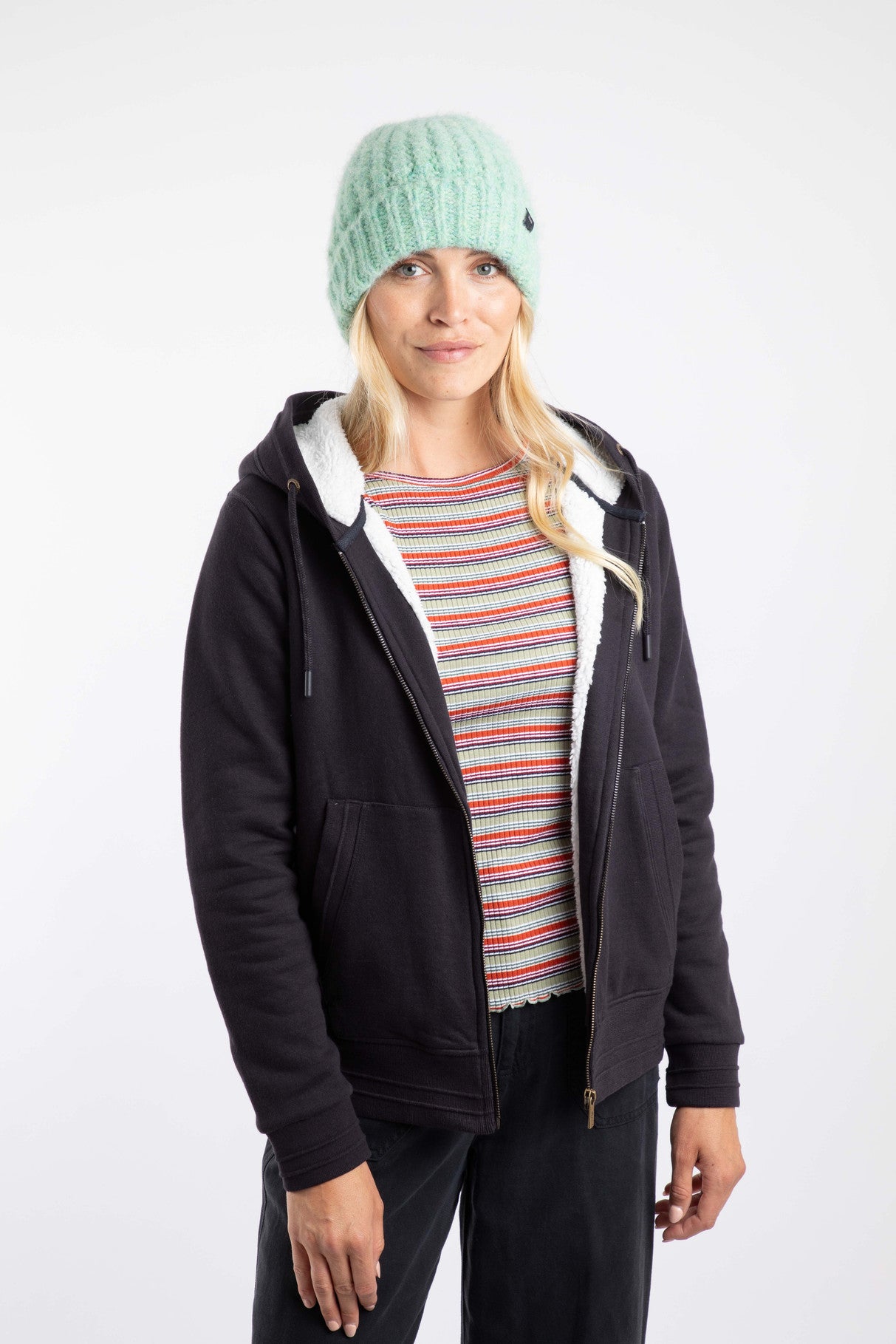 Weird Fish Clare Double Rib Beanie Hat Sea Mist