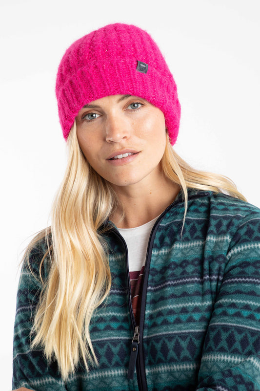 Weird Fish Clare Double Rib Beanie Hat Fuchsia Punch