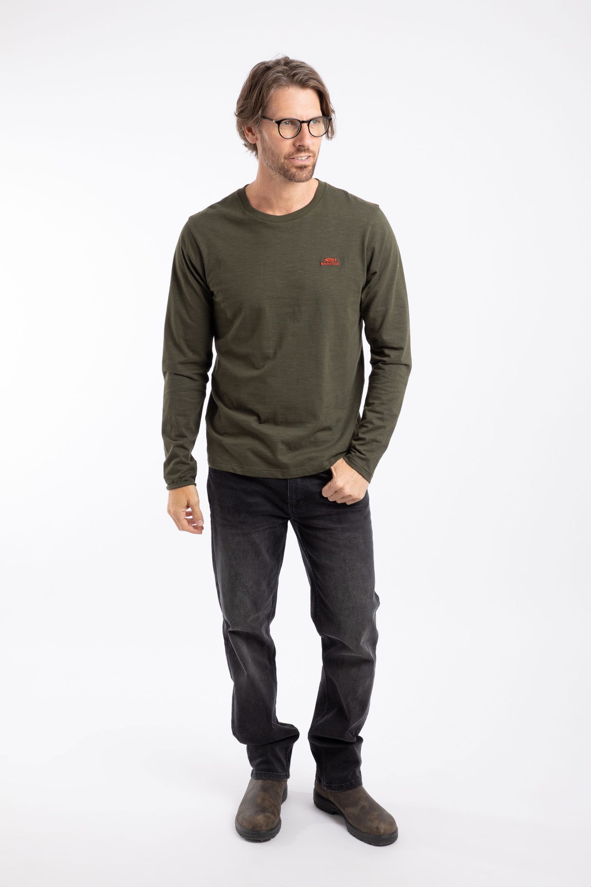 Weird Fish Fins Organic Cotton Long Sleeve Tee Fir