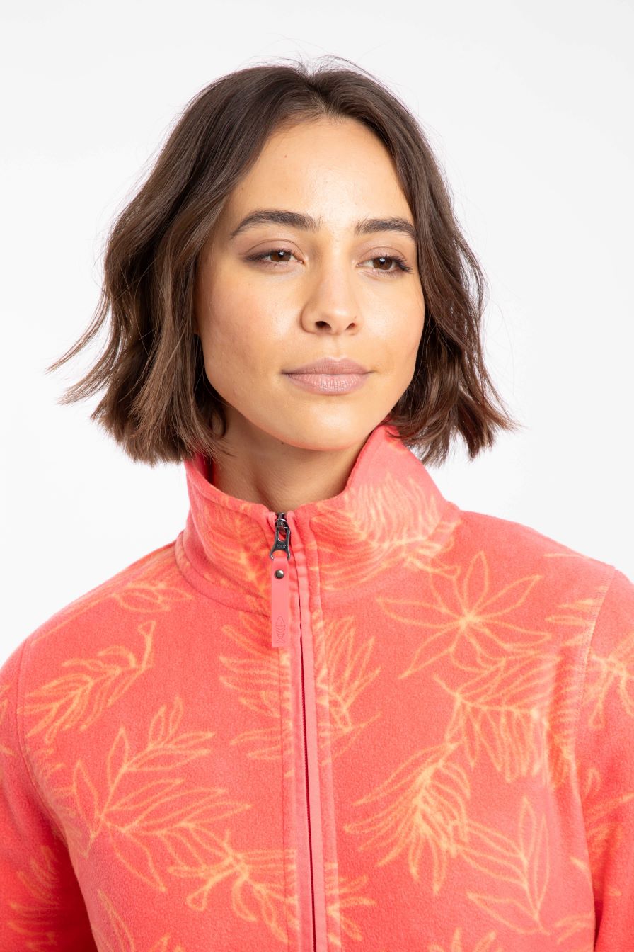 Weird Fish Rochelle Full Zip Printed Micro Fleece Flamingo