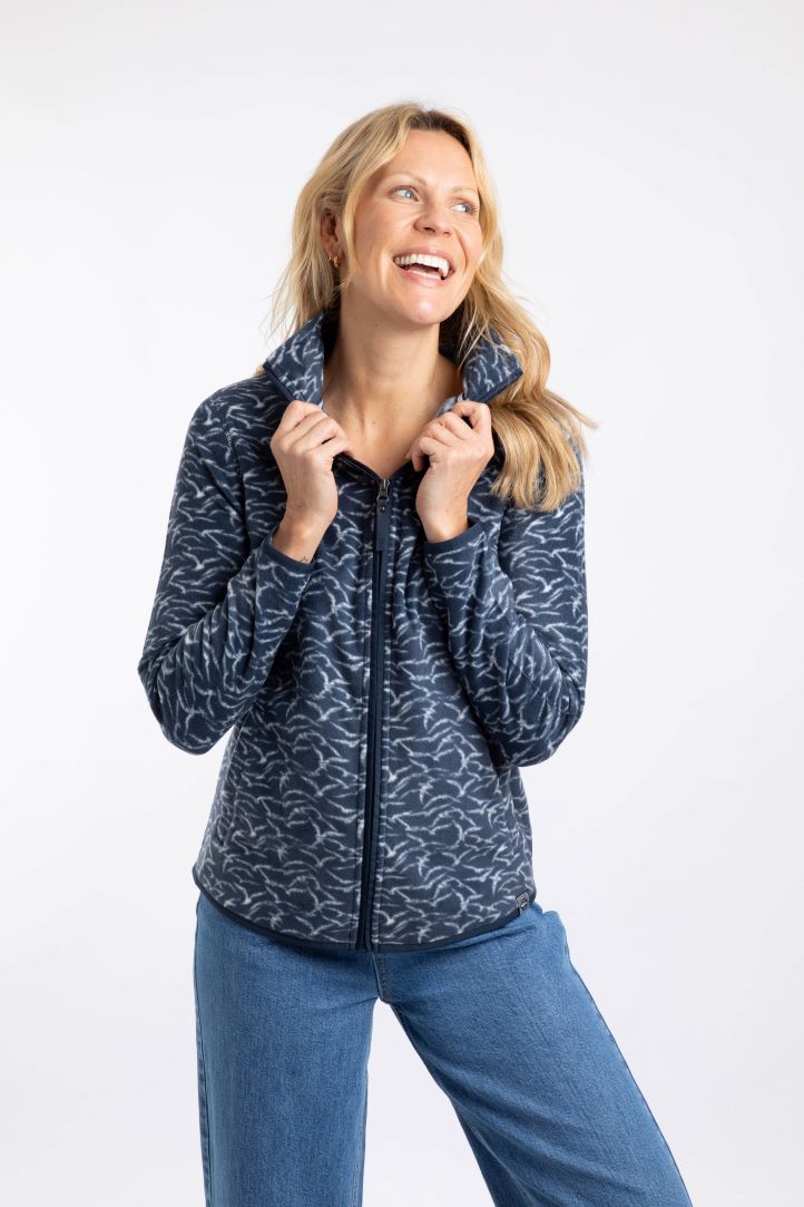 Weird Fish Rochelle Full Zip Printed Micro Fleece NightBlu