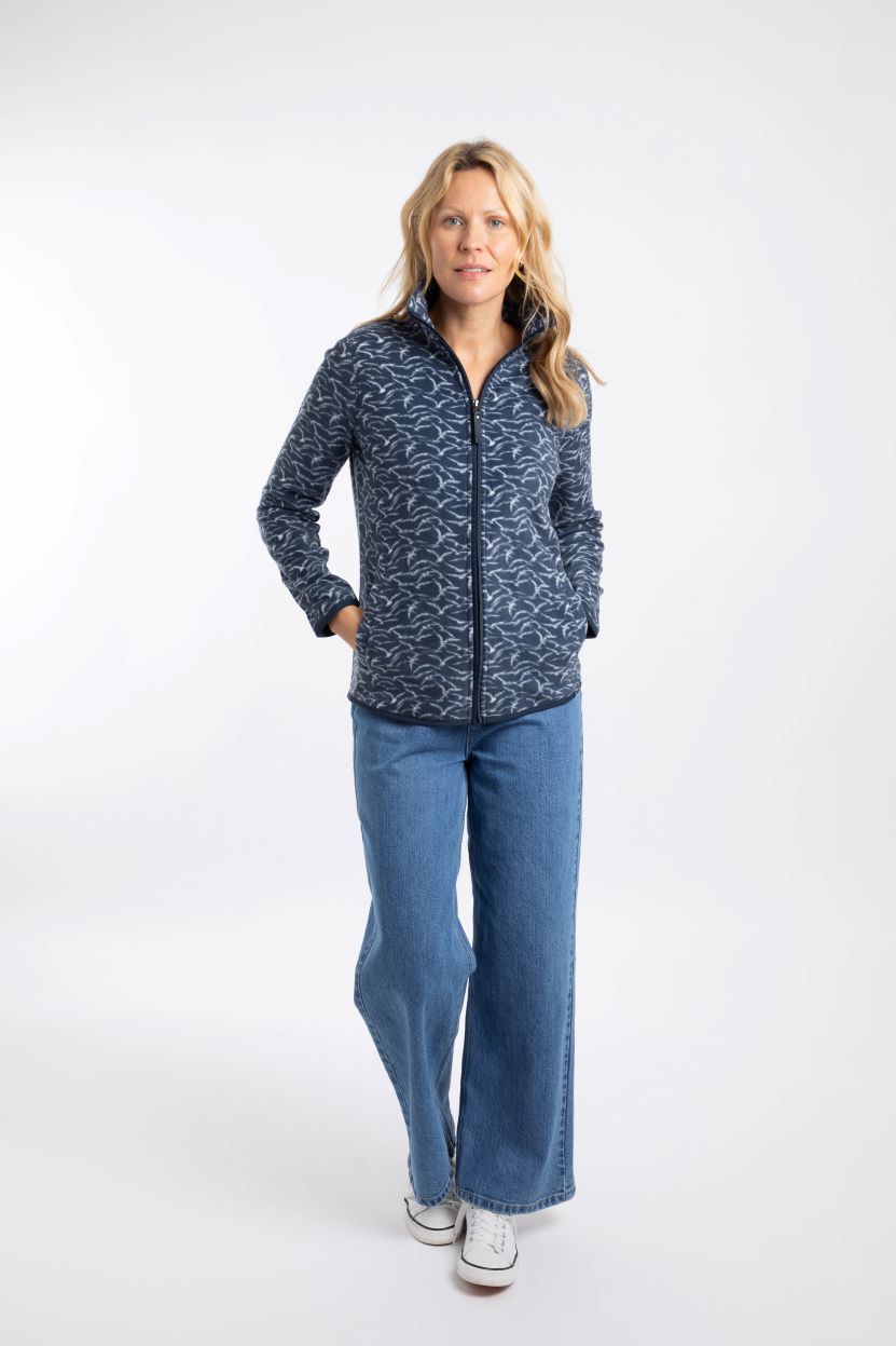 Weird Fish Rochelle Full Zip Printed Micro Fleece NightBlu