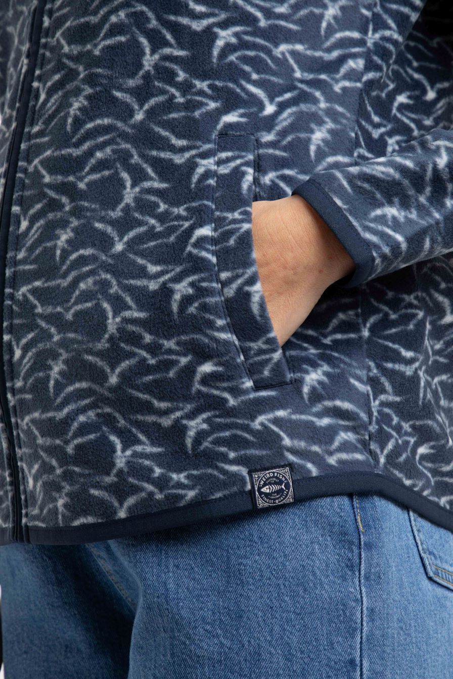 Weird Fish Rochelle Full Zip Printed Micro Fleece NightBlu