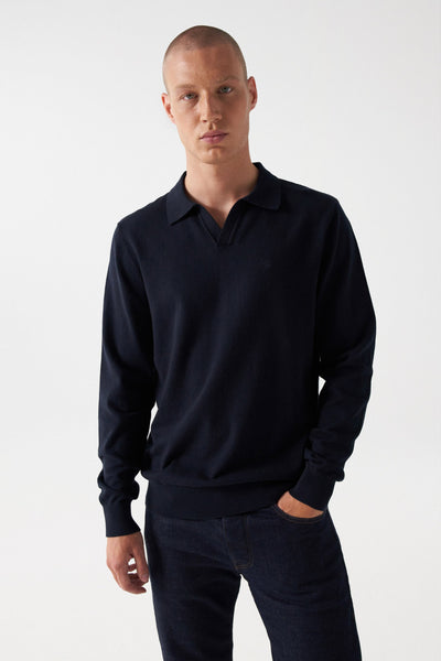 Salsa open collar Knit- Navy