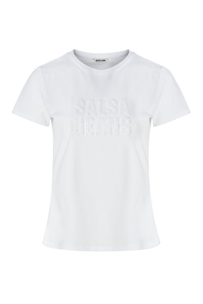 Salsa Embroidered T-Shirt- White