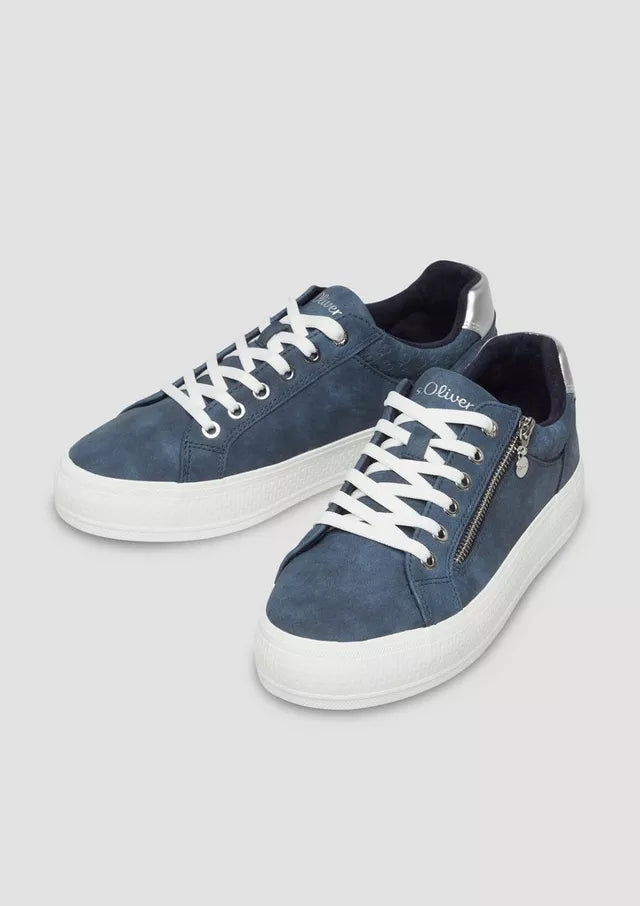 S.Oliver Zip Trainer With Rubber Sole Navy