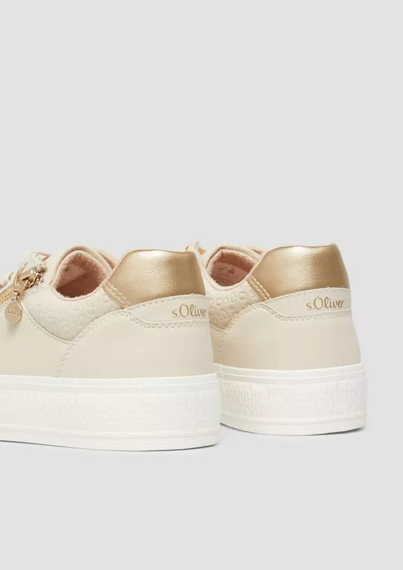S.Oliver Zip Trainer With Rubber Sole Beige