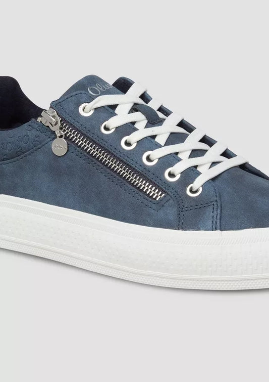 S.Oliver Zip Trainer With Rubber Sole Navy