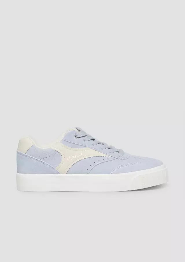 S.Oliver Leather Trainer With Platform Sole Blue
