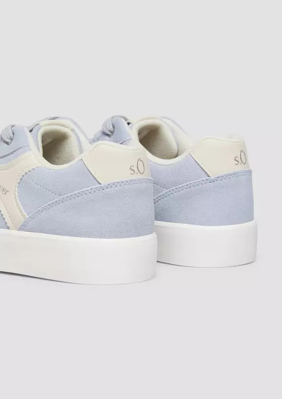 S.Oliver Leather Trainer With Platform Sole Blue