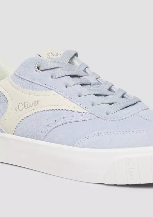 S.Oliver Leather Trainer With Platform Sole Blue
