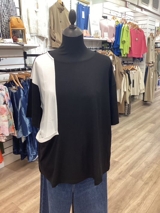 Naya Panel Round Neck Top Black