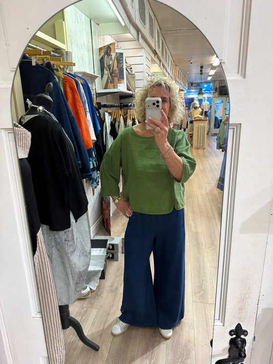 Luukaa Solara Linen Top Green