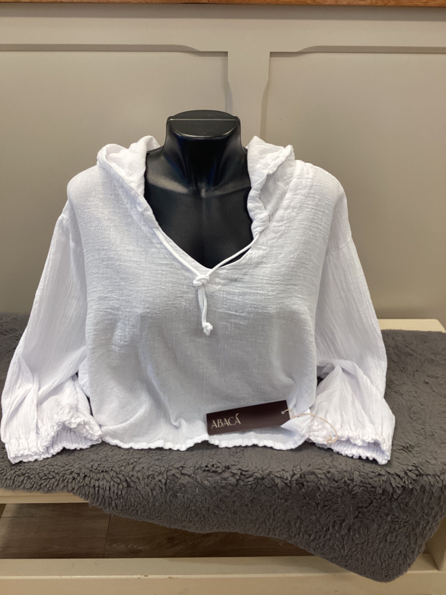 ABACA Rosalind Hooded Blouse Snow