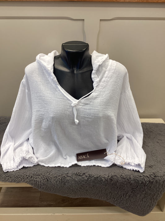 ABACA Rosalind Hooded Blouse Snow