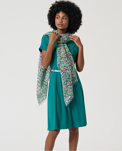 Surkana Floral Print Scarf Turquoise