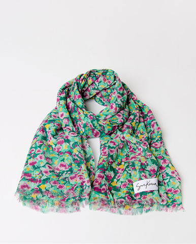 Surkana Floral Print Scarf Turquoise