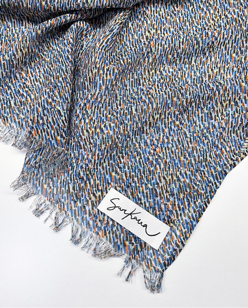 Surkana Print Scarf Blue