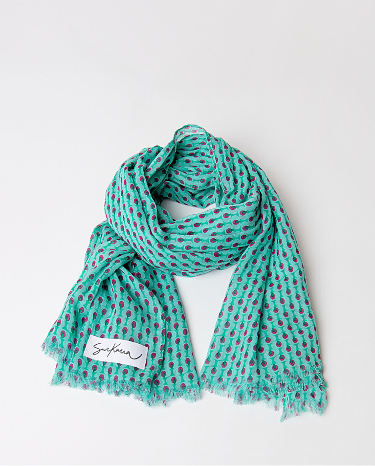 Surkana Print Scarf Turquoise