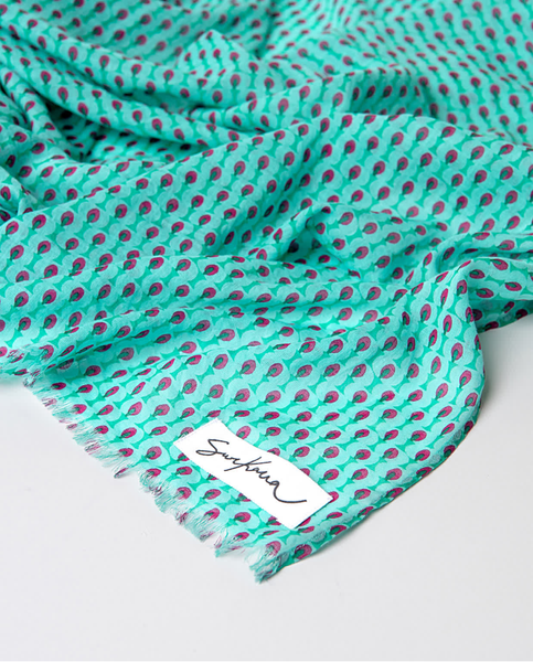 Surkana Print Scarf Turquoise