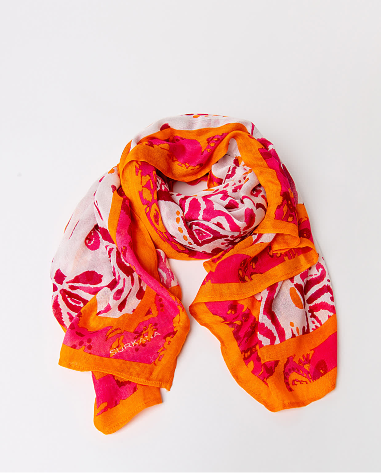 Surkana Print Scarf White