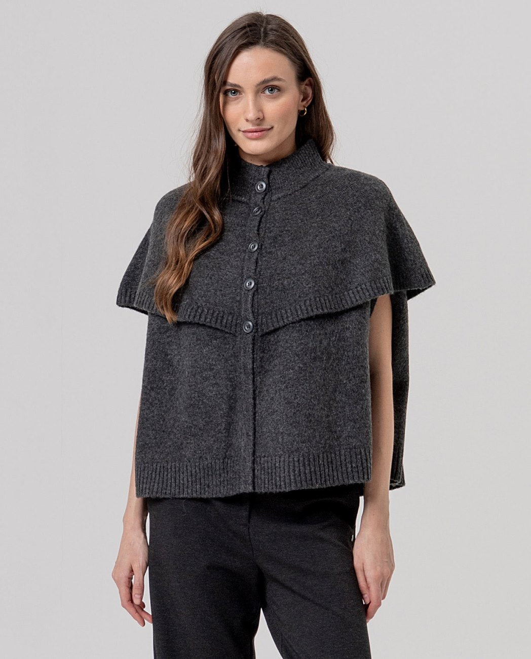 Surkana Knit Cape Dark Melange