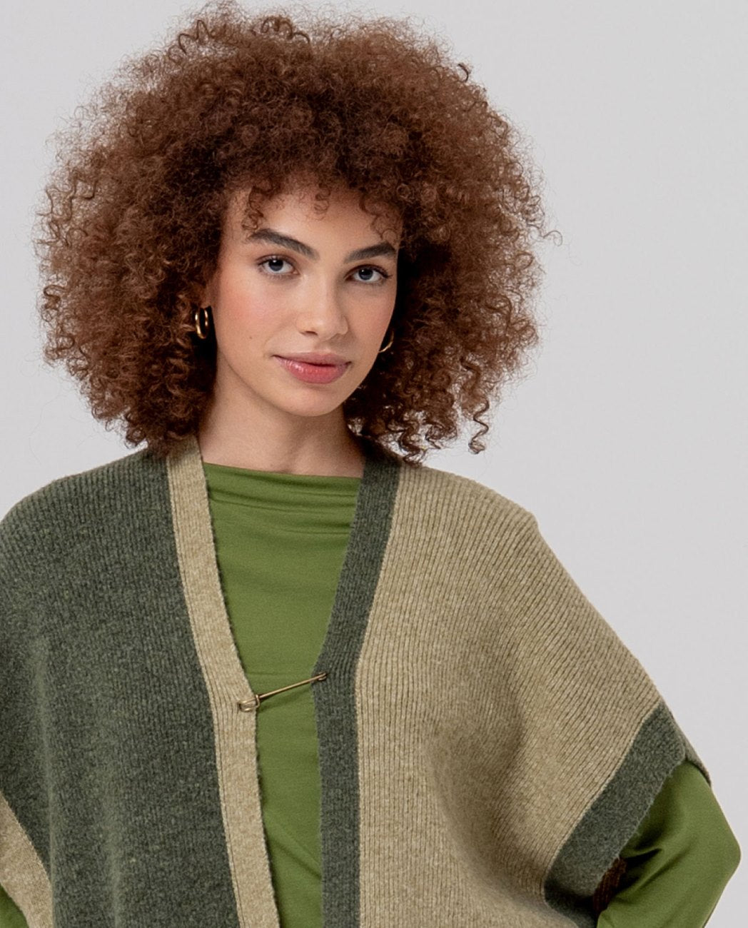 Surkana Knit Poncho Khaki