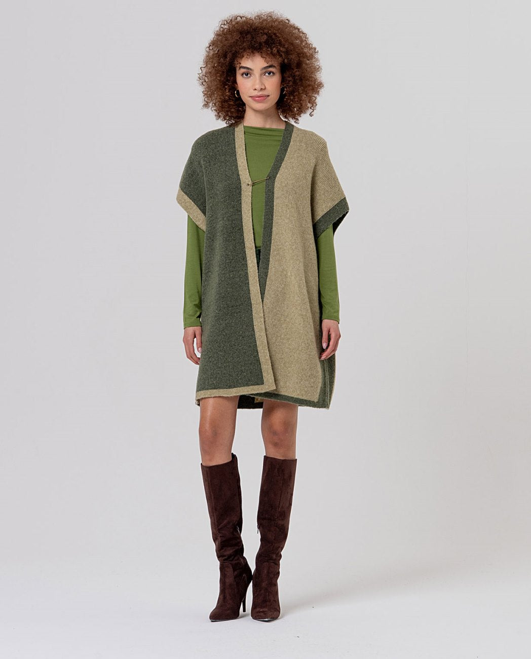Surkana Knit Poncho Khaki