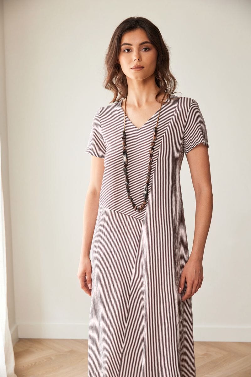 Peruzzi Stripe Dress Chocolate