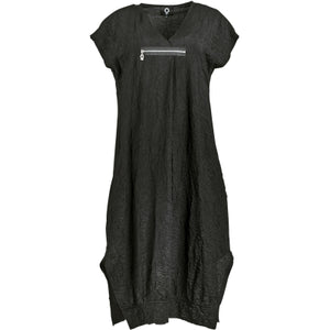 My Soul Crincle Zip Dress-Black