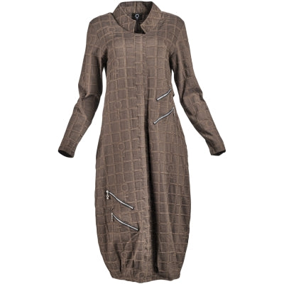 My Soul Lady Bubble Zip Dress Brown