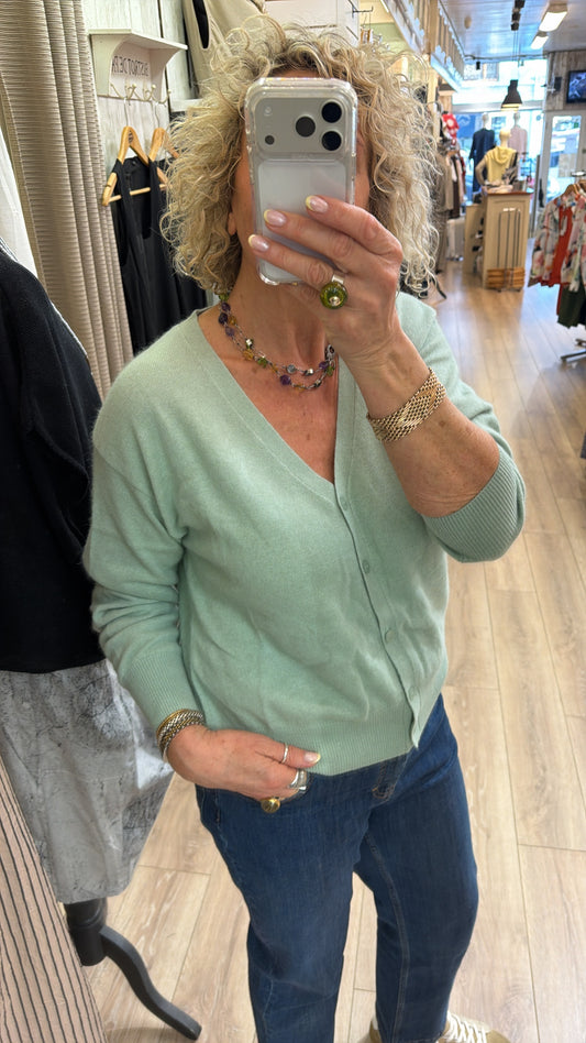 Twns Aspen Long sleeved V-Neck Cardigan Mint