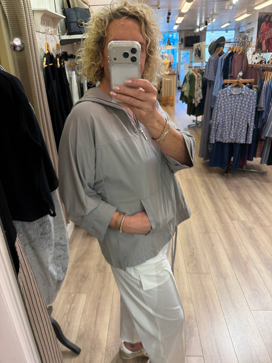 Naya Drawstring Hem Zip Jacket Taupe