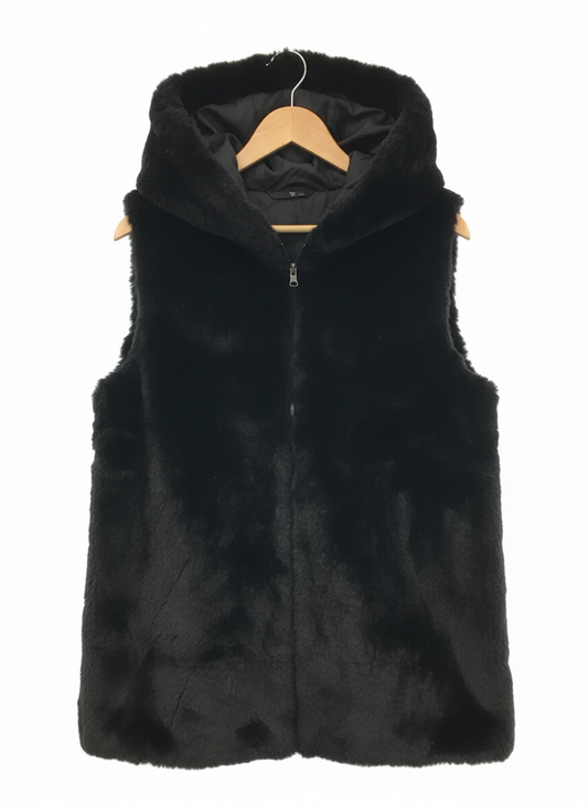 Faux Fur Gilet-Black