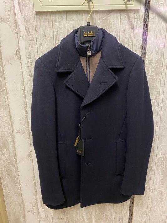 6th Sense Wool Coat-Navy
