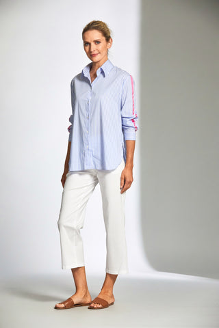 Peruzzi Stripe Shirt with Contrast Sleeve