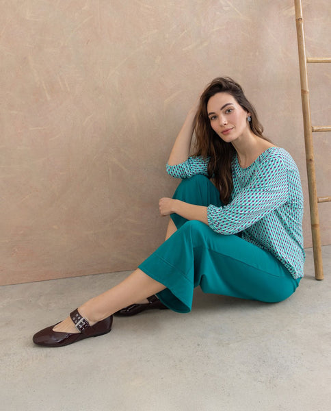 Surkana Stretch Solid Cropped Pants Emerald