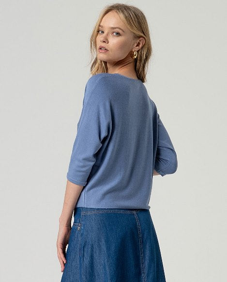 Surkana Batwing V-Neck Sweater Blue