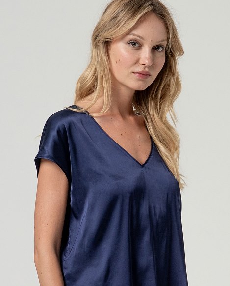 Surkana V-Neck Blouse Blue