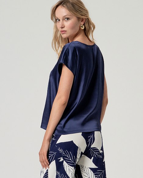 Surkana V-Neck Blouse Blue