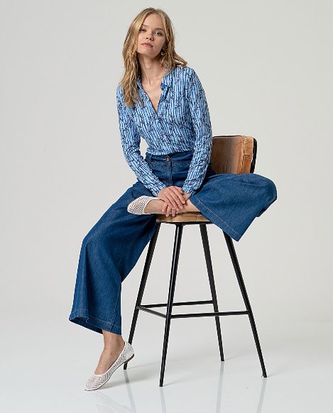Surkana Wide Leg Trousers Blue Denim